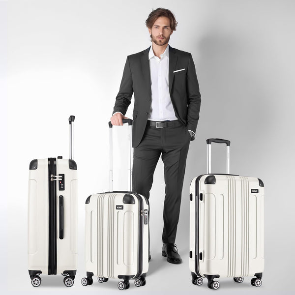 Kono 28 Inch Large Hard Shell Luggage Lightweight ABS 4 Wheels Spinner Business Trip Trolley Case Suitcase (Grey)