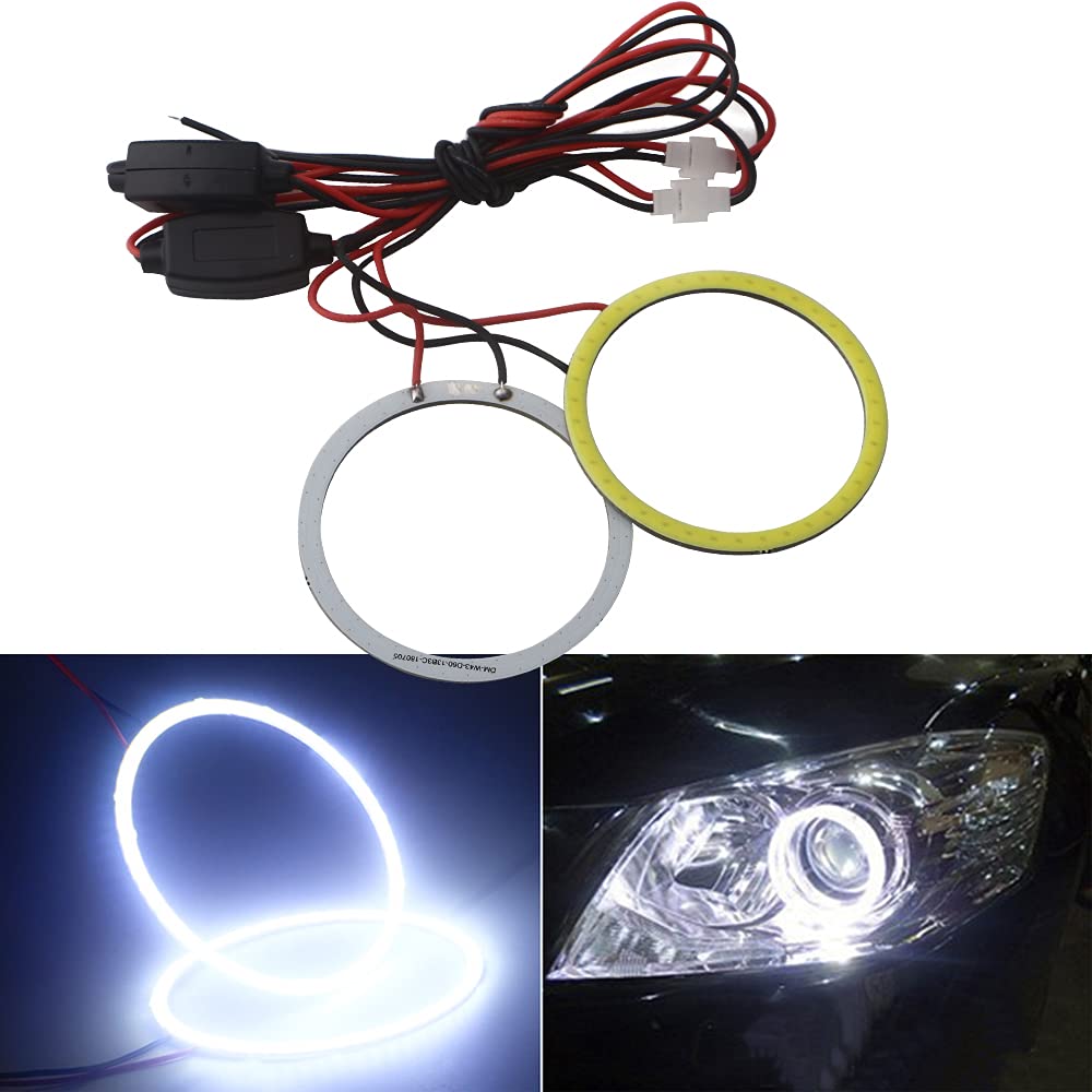 Qasim Car Angel Eyes COB Light Halo Ring 120MM 93SMD Headlight Lamp White 12V 24V(Pack of 2PCS)
