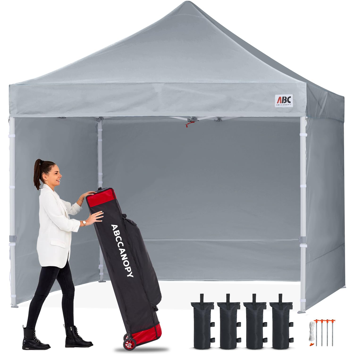 ABCCANOPY 3x6M Pop Up Gazebo Canopy Commercial Tents Market stall with 4 Removable Sidewalls and Roller Bag Bonus 4 Weight Bags (Grey)