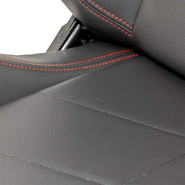 AutoStyle Sport seat 'TN' - Black Synthetic leather + Red stitching - Dual-side reclinable back-rest - incl. slides
