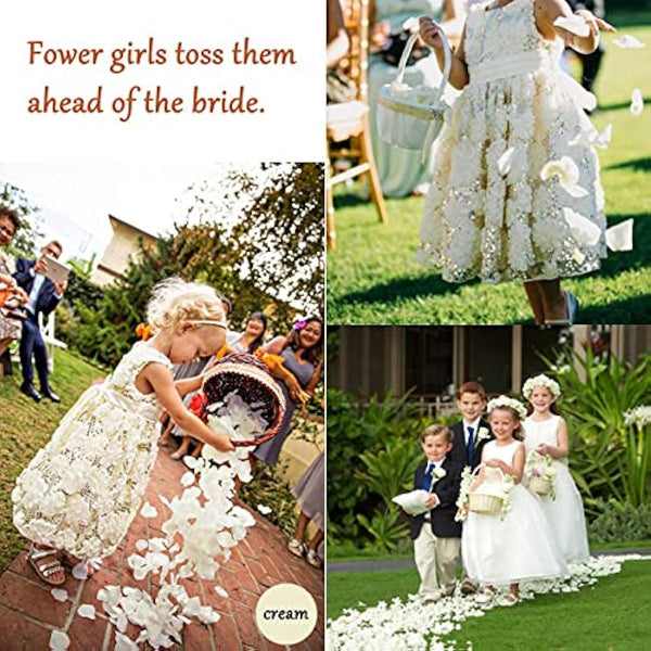 4000pcs Rose Petals for Weddings, Silk Rose Petals, Insipid Artificial Silk Flower Petals, Decoration Petal Flower Confetti for Valentine's Day, Aisle Wedding, Bed, Party, Table (White)