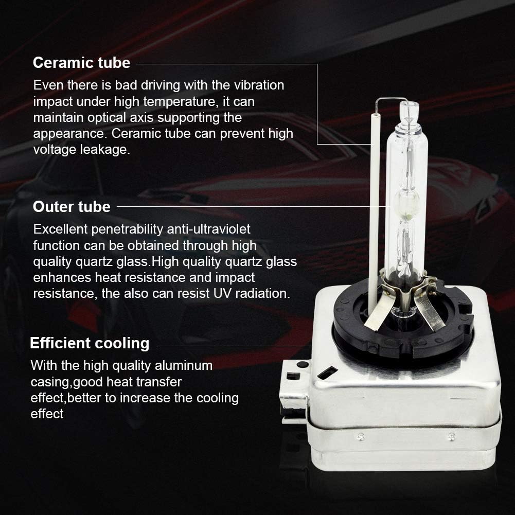 Safego D1S Xenon Bulb 35W 8000K HID Headlight Super Bright Discharge Lamp Replace HID Kit 12V Car Bulbs Ice Blue LED Exterior Headlamp Bulbs, Pack of 2