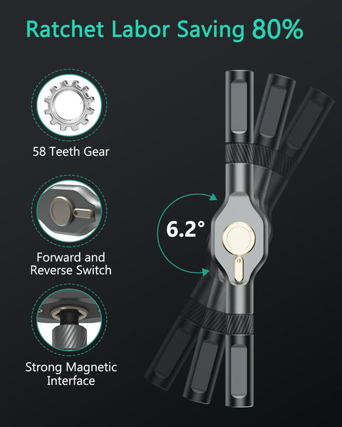 ORIA 24 in 1 Magnetic Ratchet Screwdriver Set with S2 Steel Bits & Detachable T-Handle, Portable Tool Kit in Case for Home DIY, Computer, Electronics Repair, Furniture