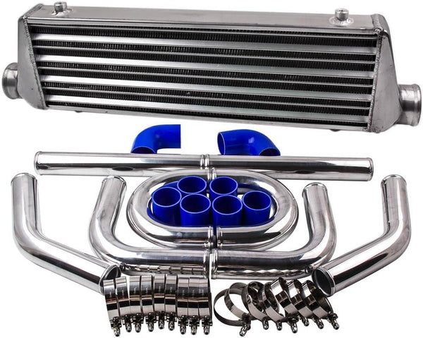 maXpeedingrods 550x180x65mm Universal Intercooler Aluminum Turbo Cooler + 2.5" 64mm Sleeve Compatible Intercooler Turbocharger Pipe Hose Kit