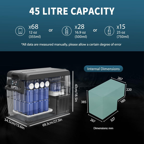 Alpicool CF45 45L Compressor Car Refrigerator, Portable Camping Fridge DC 12v Freezer for TruckCampervanRVBoat, -20℃ to 20℃