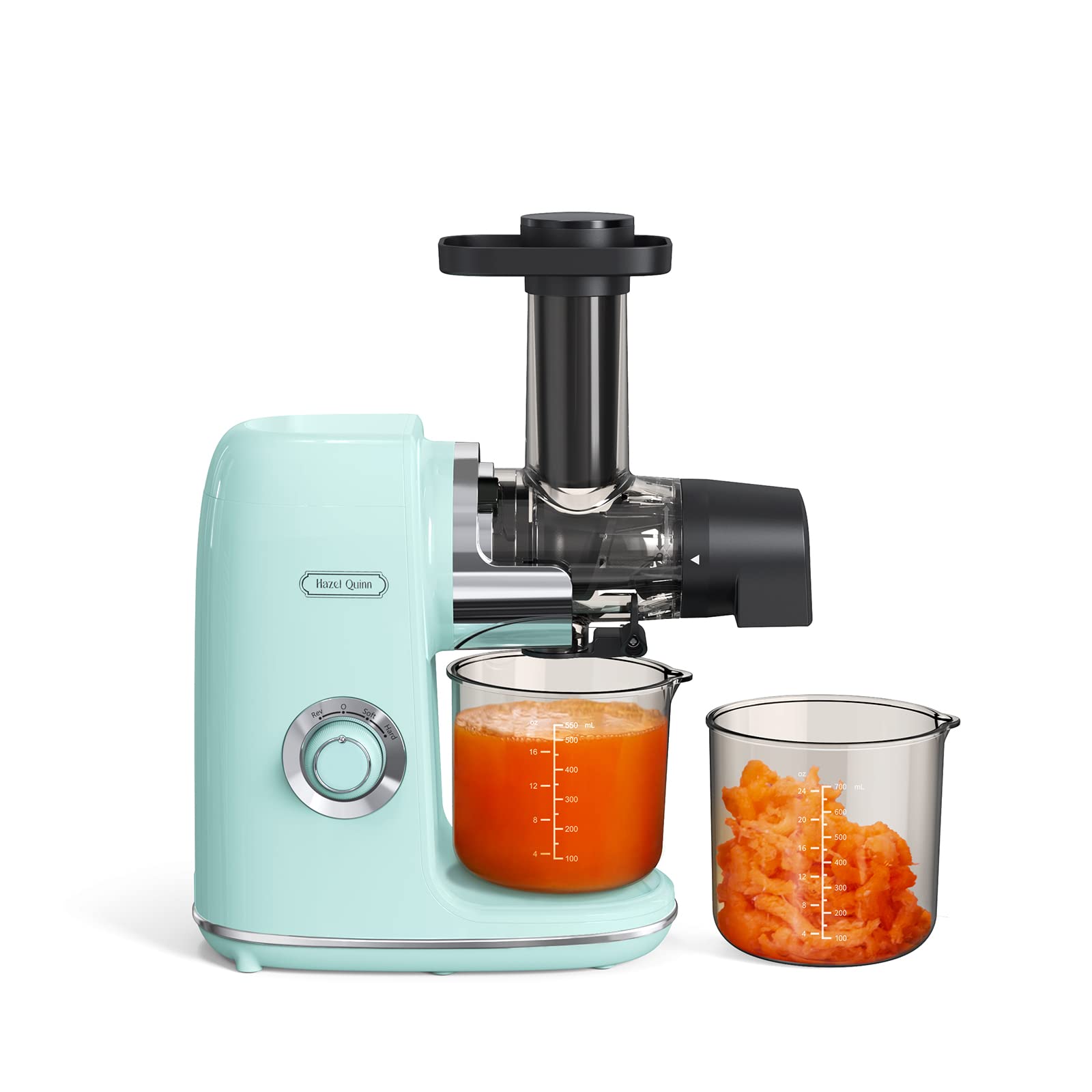 Hazel Quinn Masticating Juicer, Slow Cold Press Juicer for Fruit and Vegetable, Without BPA, Easy to Clean, 2-Speed Modes & Reverse Function, Quiet