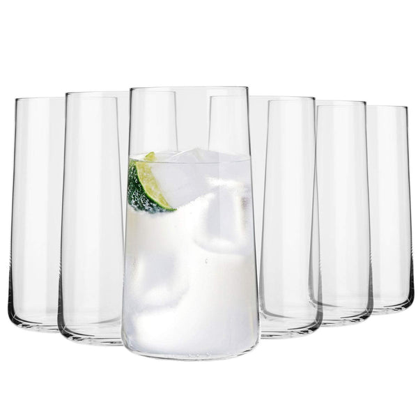 Krosno Tall Water Drinking Glasses Set of 6 | 540 ML | Avant-Garde Collection | Highball Glasses & Tumbler Glass Set | Juice Half Pint Highball |