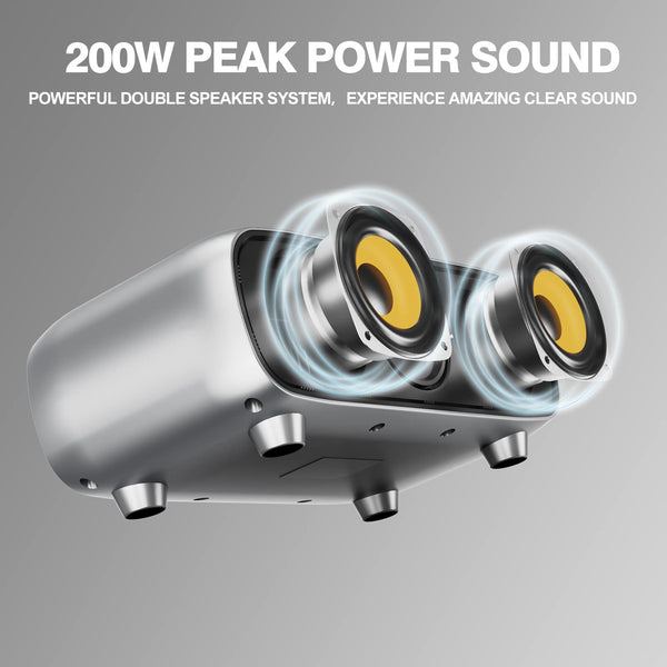 Upgrade Karaoke Machine for Adults and Kids,Portable Bluetooth 2 UHF Wireless Karaoke Microphone with Holder/USB/TF Card/AUX-in,PA Speaker System for Home Party, Picnic,Car,Outdoor/Indoor-Grey