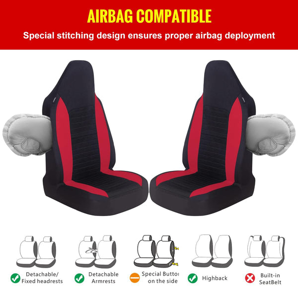 AUTOYOUTH Car Seat Covers Simple Bucket Style Universal Front Pair Fit for Car Truck SUV Van Seat Covers Car Seat Protector, Beige