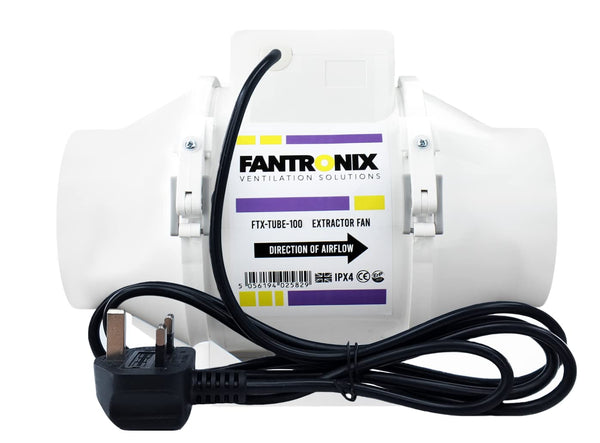 Fantronix 4 inch (100 mm) dia Universal Quiet Operation Inline Bathroom Fan Intake Hydroponic Shower Duct Ventilation Fan for hydroponics Room