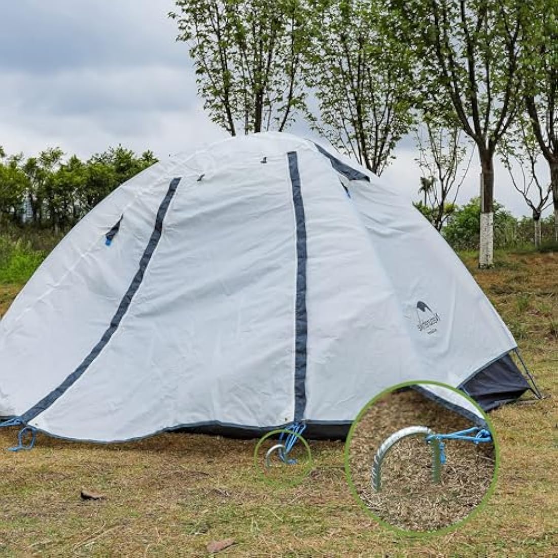 Graxury 20Packs 16inch Heavy Duty Trampoline Tents Anchor Ground Pegs - Galvanized Steel Rust-Proof J Hook Rebar Stakes Fit Trampolines Camp Garden Shed Swings with Chisel Point End