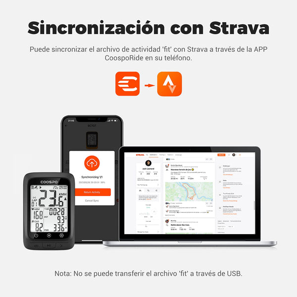 COOSPO ANT+ GPS Wireless Bike Computer with Bluetooth, Multifunction ANT+ GPS Bike Computer with 2.4 Inch LCD Display, Bike Speedometer with Automatic Backlight IP67