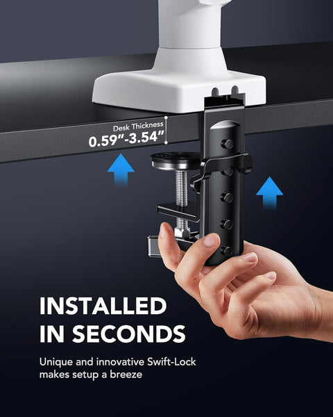 HUANUO Single Monitor Arm Desk Mount for 13 to 32 inch Screens, Tool Free Height Adjustable Monitor Stand with Tilt Swivel Rotate, 75 & 100mm VESA Mount, Load 19.8 lbs, C-clamp & Grommet Options