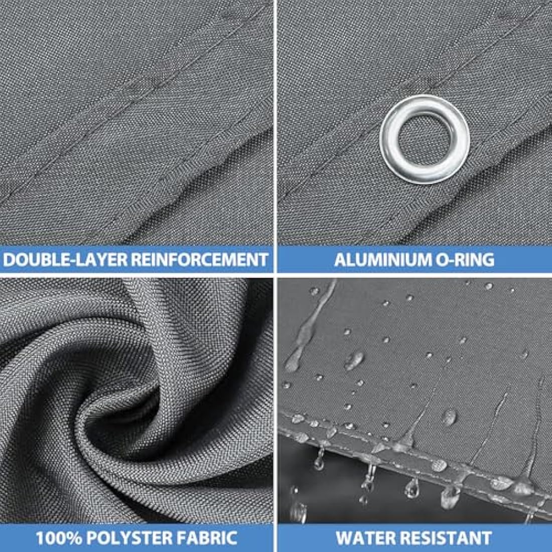 IMSGVIFO Awning Waterproof with Eyelets, UV Protection Sun Protection, Weather Protection, Weather Resistant, Parasol Awning for Patio Roof, Balcony, Conservatory, Swimming Pool, Dark Grey, 4 x 4 m