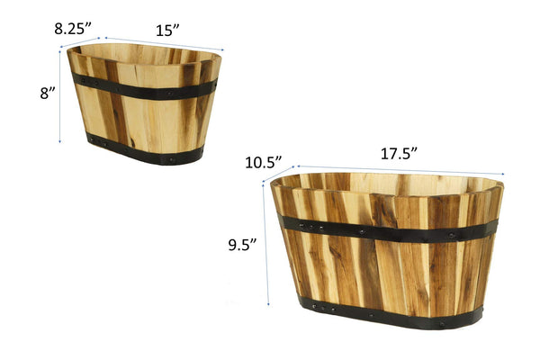 Classic Home & Garden Planters, Acacia Metal Oak Wood, 1 Pack