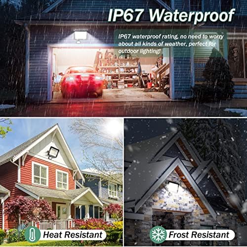 YIQIBRO 50W PIR Security Lights Outdoor Motion Sensor 2 Pack, 5000LM LED Floodlight with PIR, IP67 Waterproof Flood Lights Motion Sensor for Garden, Garage, Patio, Yard