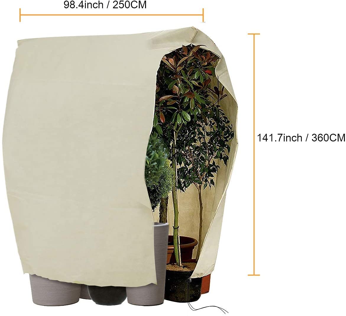 Hydrogarden Winter Plant Fleece Frost Protection Plant Protection Cover Plant Warming Jackets Blanket,Large (360x250cm) -Beige-1 Pack