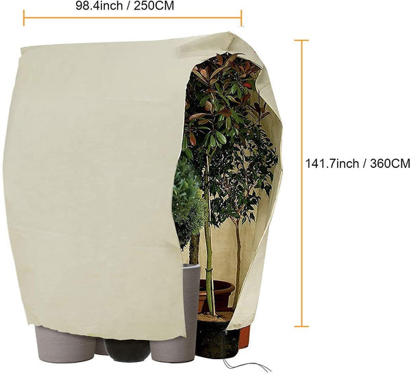 Hydrogarden Winter Plant Fleece Frost Protection Plant Protection Cover Plant Warming Jackets Blanket,Large (360x250cm) -Beige-1 Pack