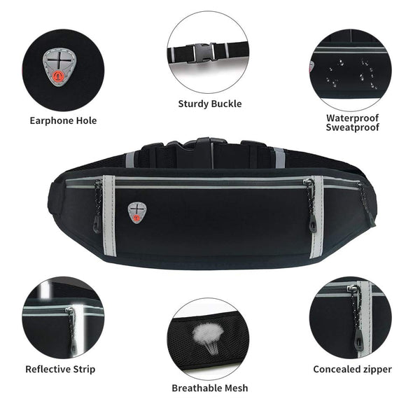 GORWRICH Running Belt with Waterproof Adjustable Elastic Strap, Sweatproof waistpacks with Large Capacity, Perfect for Running and Outdoor Activities
