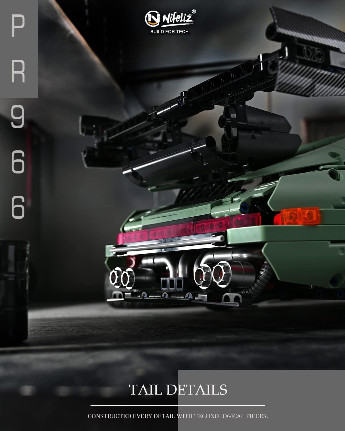 Pr 966 Sport car MOC Building Blocks and Construction Toy, Adult Collectible Cars Set to Build, 1:8 Scale Retro Car Model, NEW2022 (2435 Pcs)