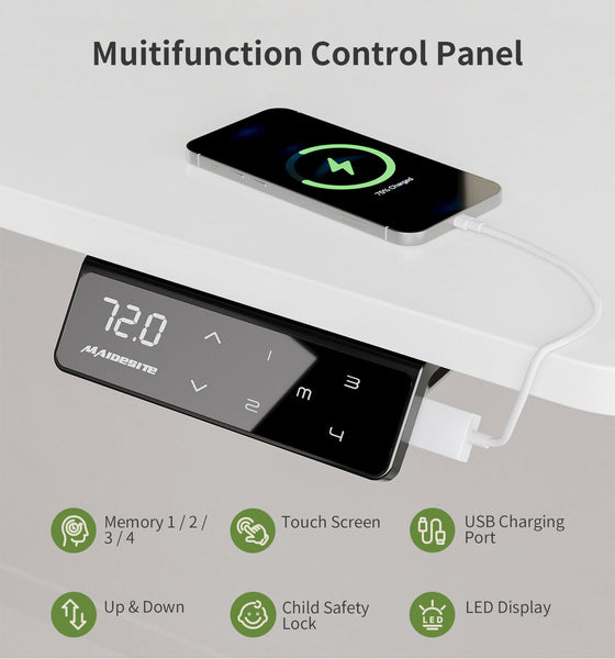 MAIDeSITe Height Adjustable Standing Desk Electric Standing Desk Sit Stand Desk Stand Up Desk with Cable Tray 120 * 60cm Desktop for Home Office