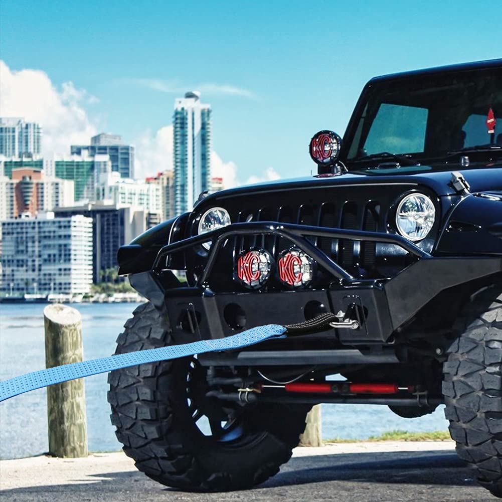 MAIKEHIGH Towing Rope 15 Ton (33,700 Lbs), 6M x 7.6cm Off-Road Recovery Tow Strap with 2 Gloves for Car, Truck, SUV, Snow (Green)