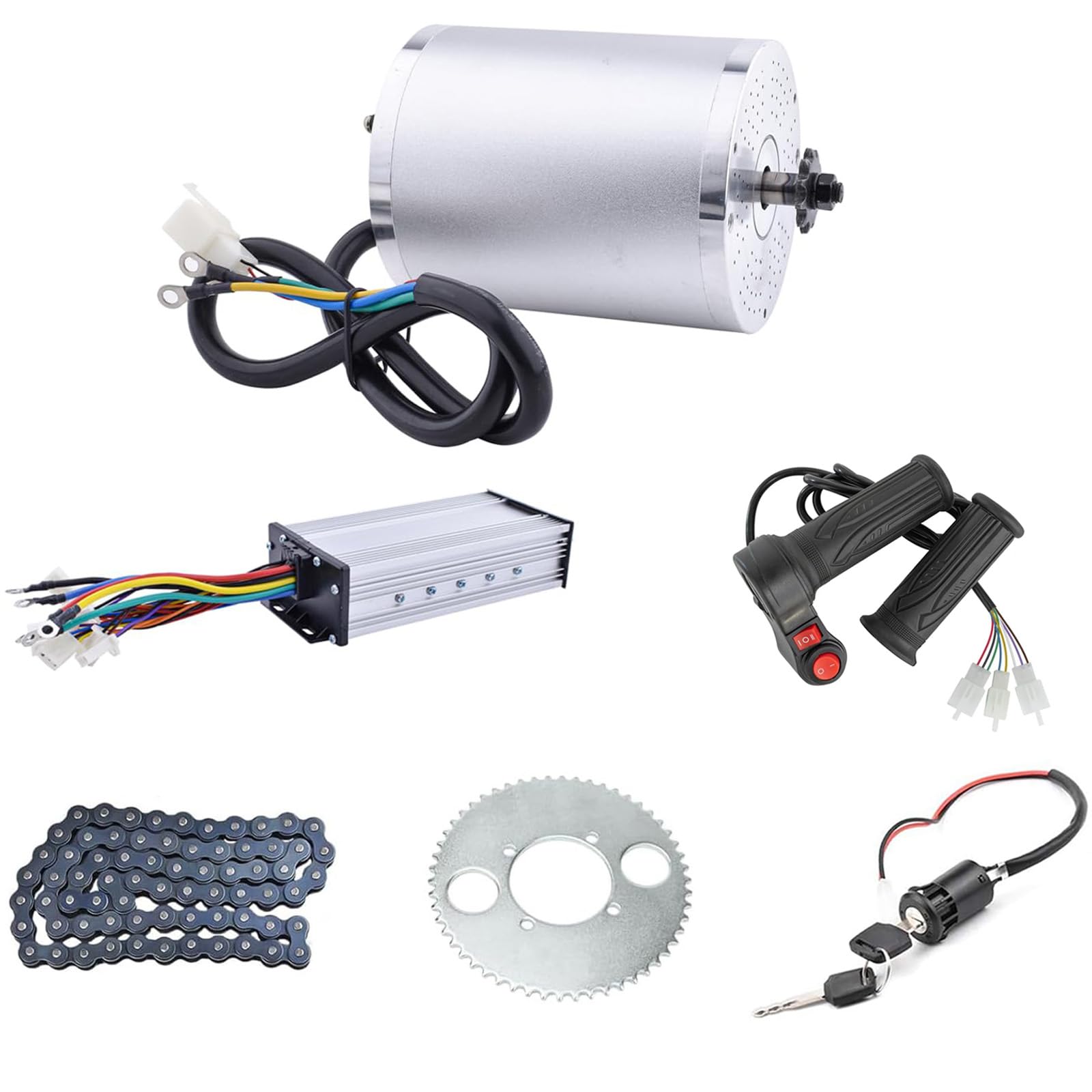 Kunray 48V 2000W Electric Go Kart Motor 4300RPM Electric Motor Kit High Speed Brushless DC Motor with 3 Speed Twist Throttle, Electric Dirt Bike Motor, for Scooter Motorcycle DIY Part (No Bracket)