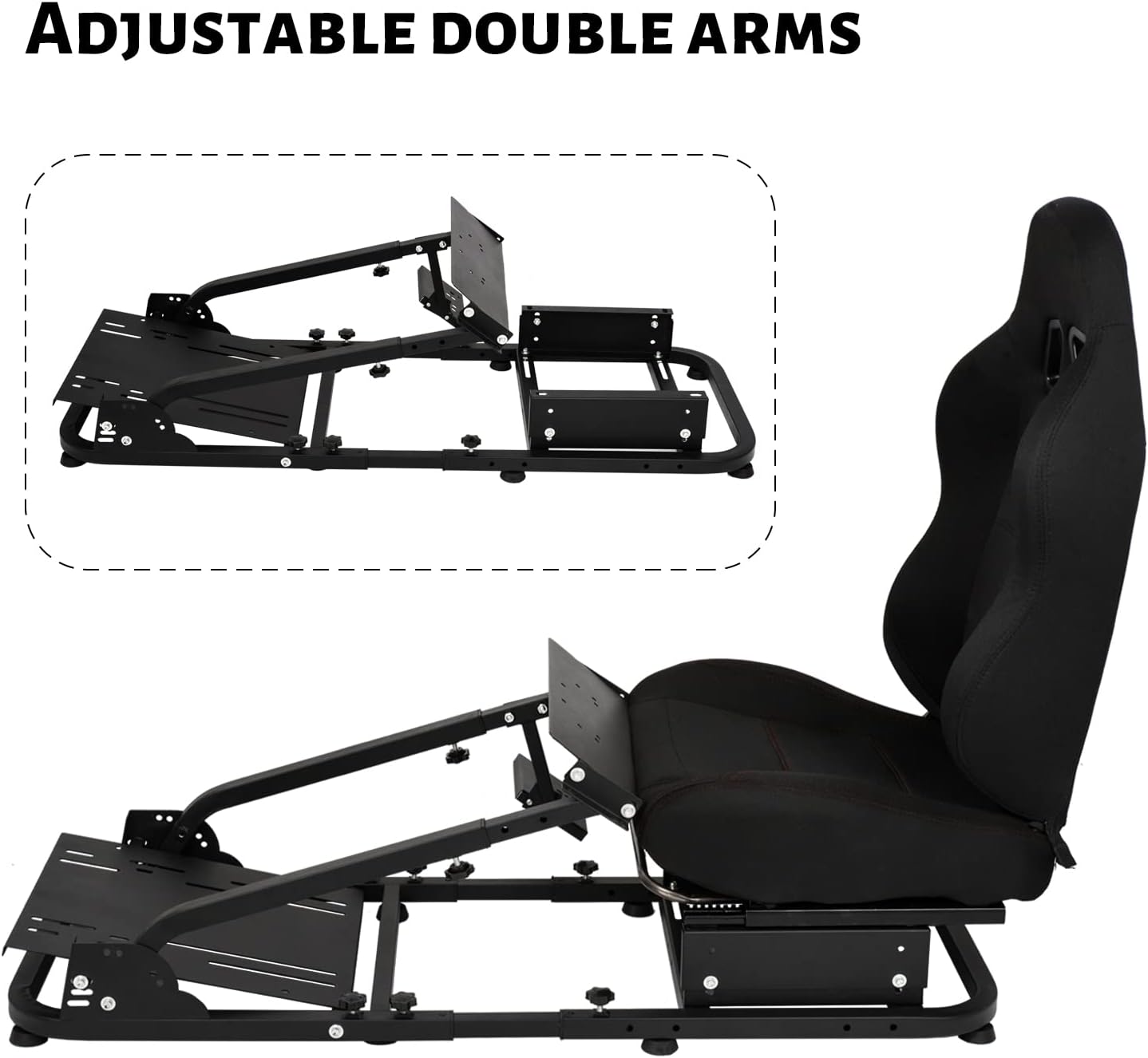 Anman Racing Wheel Cockpit Steering Wheel Stand With Seat Gaming Simulator Cockpit Adjustable Fit For Logitech G25 G27 G29 G920 G923 Thrustmaster T80 T150 NOT Include Wheel Shifter and Pedals