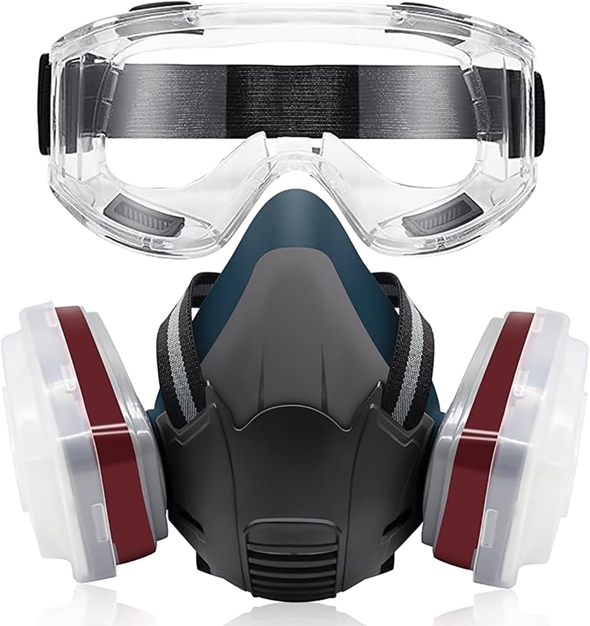 Reusable Face Mask, Dust Mask, Dual Filtration, 10 Replaceable Filter Pads, Suitable For Various Work Environments Such As Workshops, Woodworking, Painting, Spray Painting, Etc