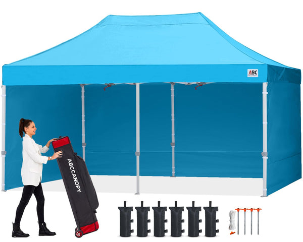 ABCCANOPY 3x6M Pop Up Gazebo Canopy Commercial Tents Market stall with 4 Removable Sidewalls and Roller Bag Bonus 4 Weight Bags (Grey)