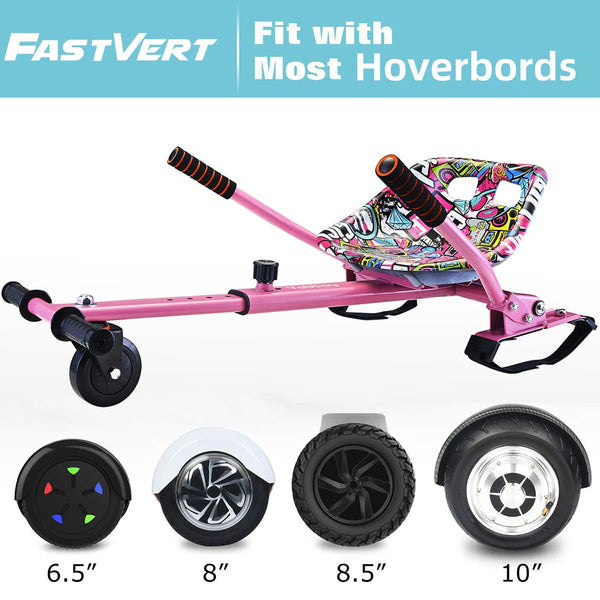 fastvert Eco-friendly Hoverbord Go Kart Attachment - Stylish Seat, Swivel Wheel, Adjustable Length - Fits 6.5", 8", 8.5", 10" hoverbords - Safe &