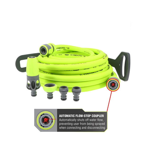 Flexzilla Garden Hose Kit with Quick Connect Attachements, 1/2 in. x 50 ft., Heavy Duty, Lightweight, Drinking Water Safe - HFZG12050QN