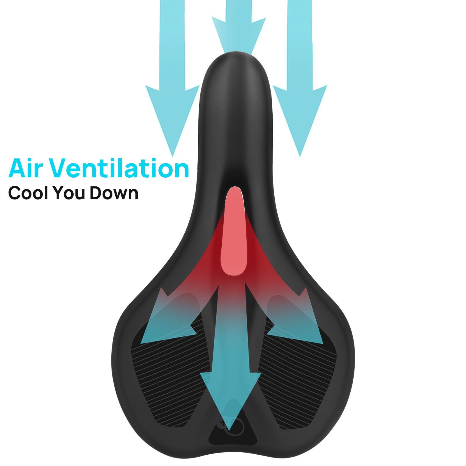 FIFTY-FIFTY Mountain Bike Saddle, Comfortable Memory Foam Padded Bicycle Seat, Breathable Waterproof Bicycle Saddle for Men and Women, Compatible with