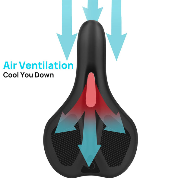 FIFTY-FIFTY Mountain Bike Saddle, Comfortable Memory Foam Padded Bicycle Seat, Breathable Waterproof Bicycle Saddle for Men and Women, Compatible with