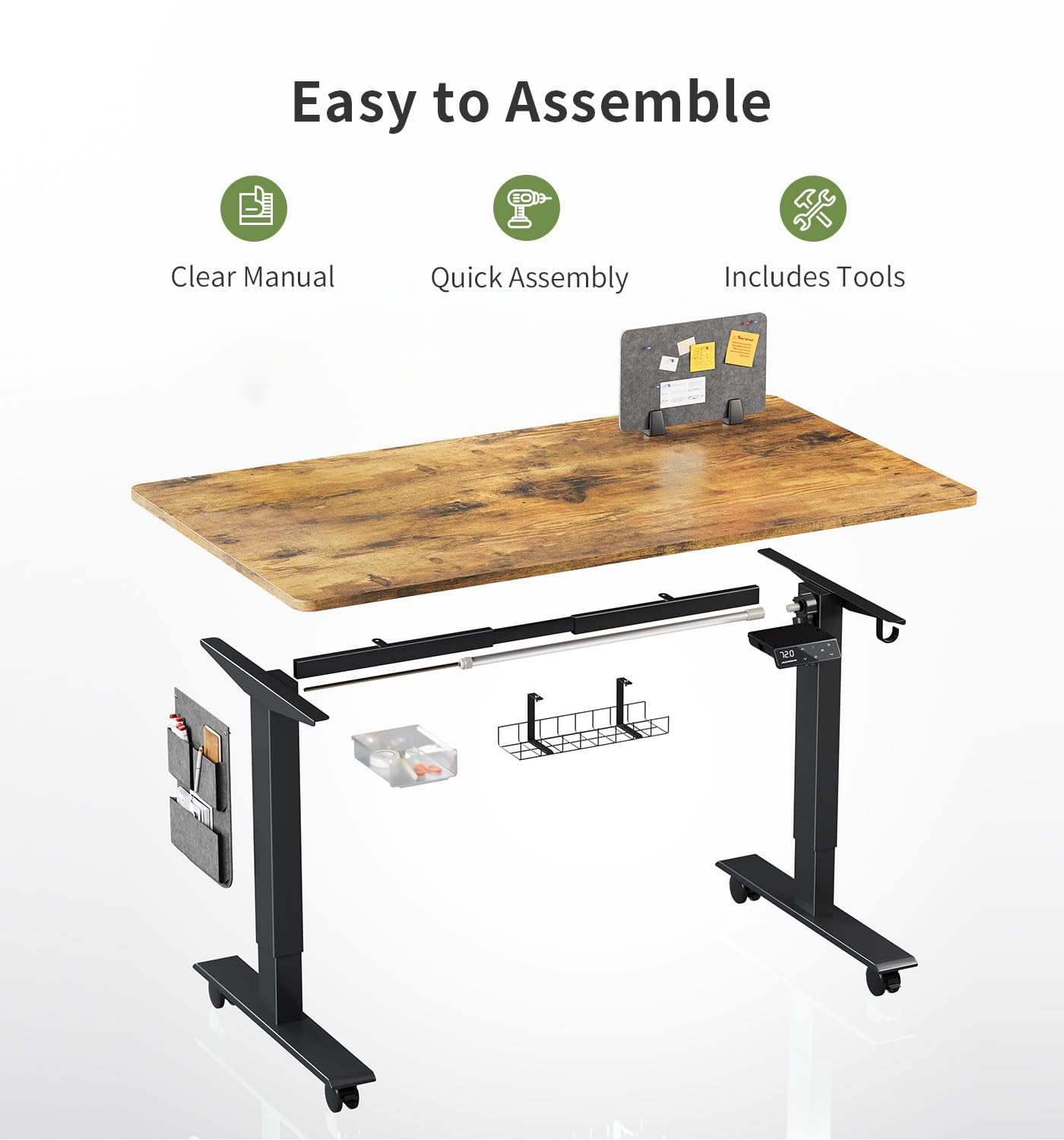 MAIDeSITe Height Adjustable Standing Desk Electric Standing Desk Sit Stand Desk Stand Up Desk with Cable Tray 120 * 60cm Desktop for Home Office