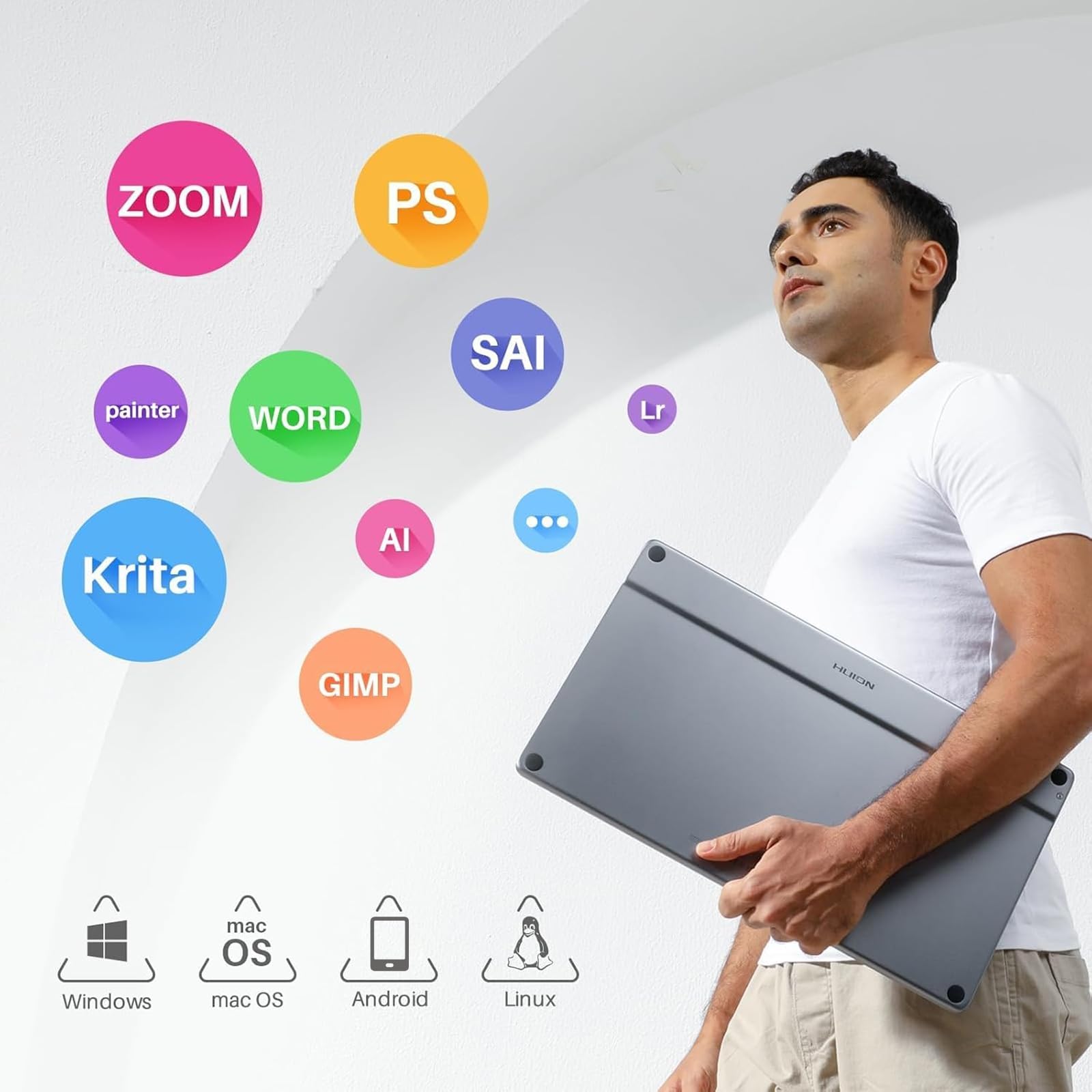 HUION Kamvas Pro 16(4K) UHD Graphic Tablet with Screen, 15.6-inch Monitor Full-Laminated Anti-Glare, Tilt Function 8192 Battery-Free Stylus PW517 for PC, Mac, Android