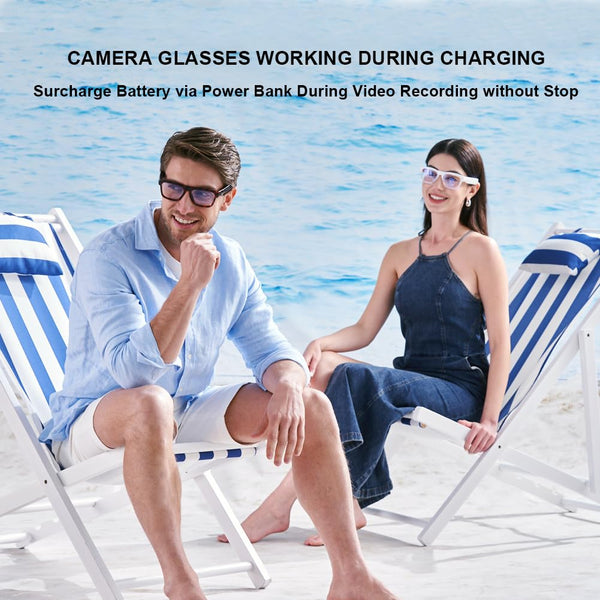 OhO Smart Glasses,128G Camera & Bluetooth Sunglasses with Open Ear Speaker Headset Headphone, Indoor&Outdoor Sports,Polarized UV Protection,For Men Women