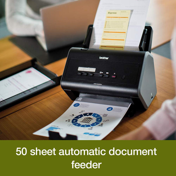 Brother ADS-4300N Desktop Document Scanner |SuperSpeed USB 3.0 |Double-sided |Advanced Image Capture, UK Plug