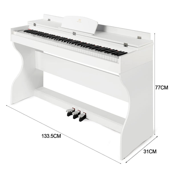 MUSTAR Digital Piano 88 Weighted Keys, Full Size 88 Key Piano Keyboard Semi Weighted, Home Electric Piano with Furniture Stand and Triple Pedal, Music Stand, USB MIDI, White