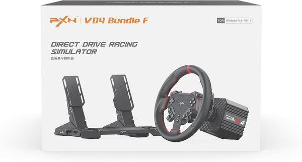 PXN VD4 Bundle F 4NM Torque Sim Racing Direct Drive Racing Wheel Bundle with Force Feedback, Hall Effect Sensor Pedal, PC Steering Wheel with Pedals