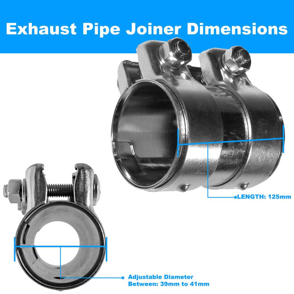 BITS4REASONS E-TECH EC015.5 New Model Heavy Duty Adjustable Exhaust Pipe Joiner/Connector 63-66MM, 125MM Long