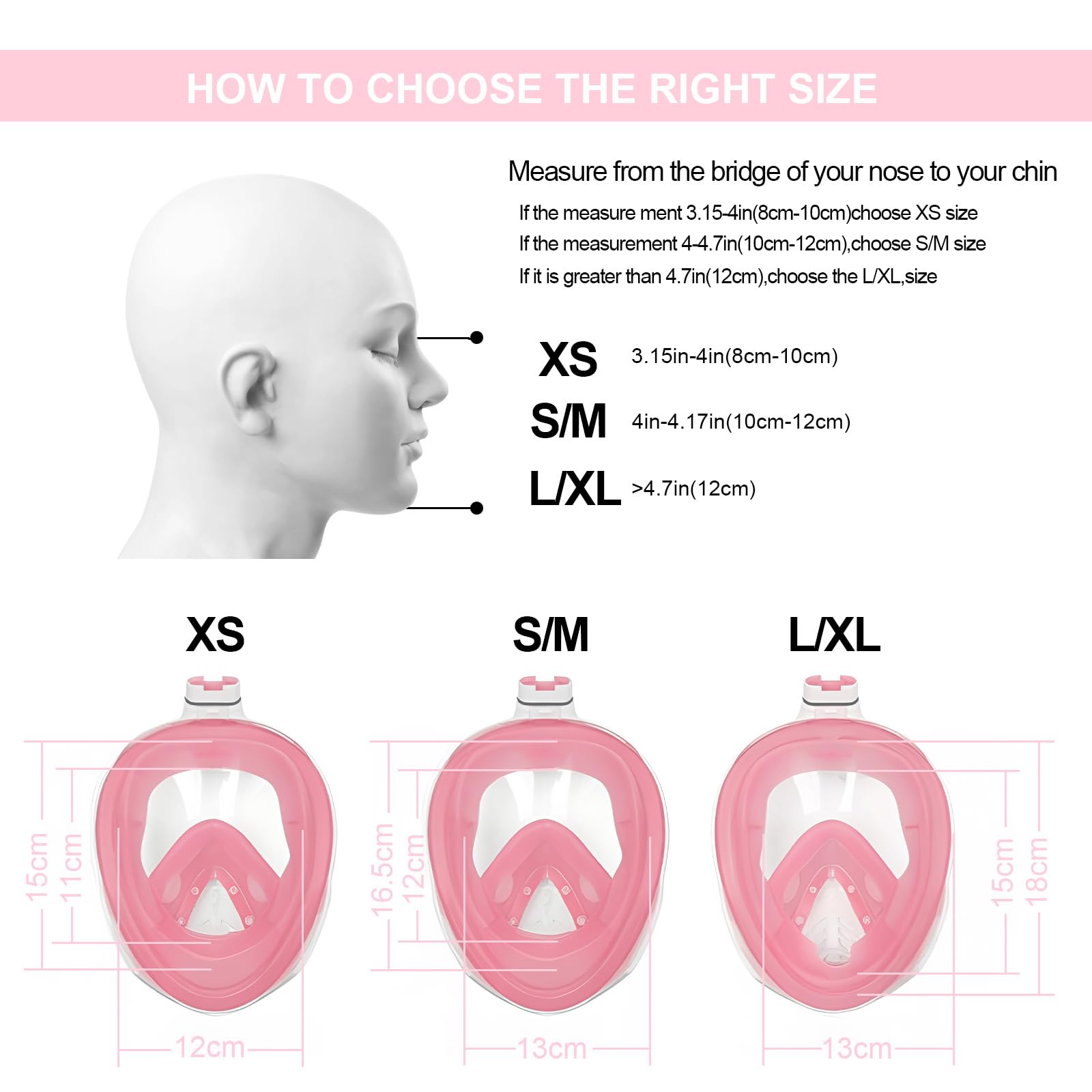 Jsdoin Snorkel Mask Full Face,180°view Design - Anti-fog, Anti-leak Technology - Sports Camera Compatible - for a Safe Adults and Kids Snorkeling Experience