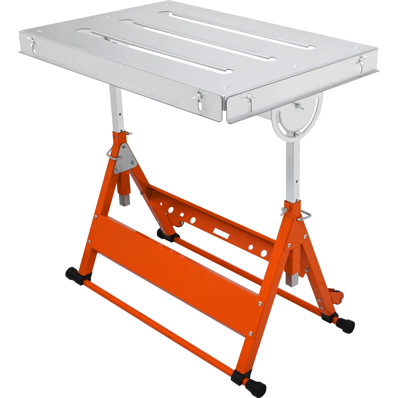 VEVOR Welding Table 36" x 18", 1200lbs Load Capacity Steel Welding Workbench Table on Wheels, 2 Layers Portable Work Bench with Braking Casters, 4 Tool Slots, 5/8-inch Fixture Holes