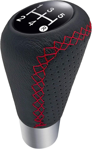 Car Gear Shift Knob 5 Speed, Universal Leather Gear Shift Lever, Manual Shift Lever Stick Cover with 3 Hoses 8mm 10mm 12mm Suitable for Most Manual Automotive Vehicles