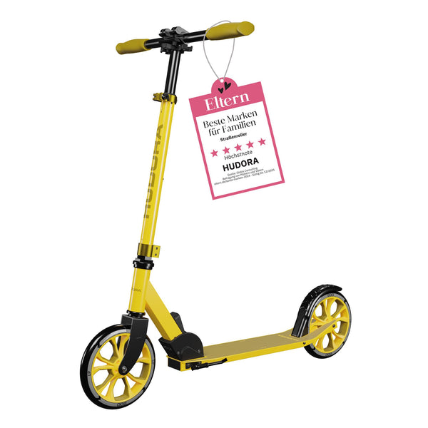 HUDORA Scooter Up 200 - Quiet aluminium scooter for up to 100kg - Adjustable in height & foldable kick scooter - Jolt-free kick scooter for children /