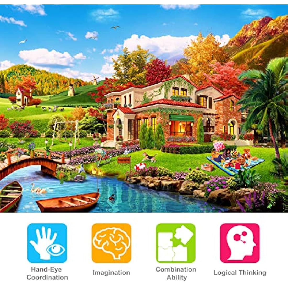 Jigsaw Puzzles 1000 Pieces for Adults | Holiday Homes | 1000 Piece Puzzle Educational Games Decoration Puzzle.