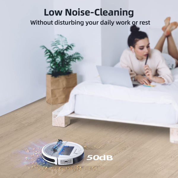 HONITURE Robot Vacuum Cleaner with Mop, G20 Robotic Vacuums with Mapping, 3000Pa Strong Suction, Carpet Booster, Wi-Fi/APP/Alexa/Remote, Ideal for Pet Hair, Hard Floor and Carpet, 7.6cm Thin