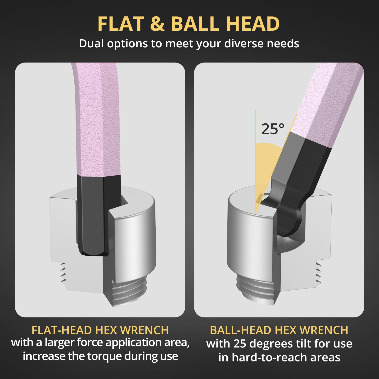 AMTOVL Hex Key Set, Allen Wrench Set, 18PCS Metric and SAE Allen Key Set Extra Long with Ball End T-Handle CRV & S2 Steel 1.5mm-10mm, 1/16-3/8