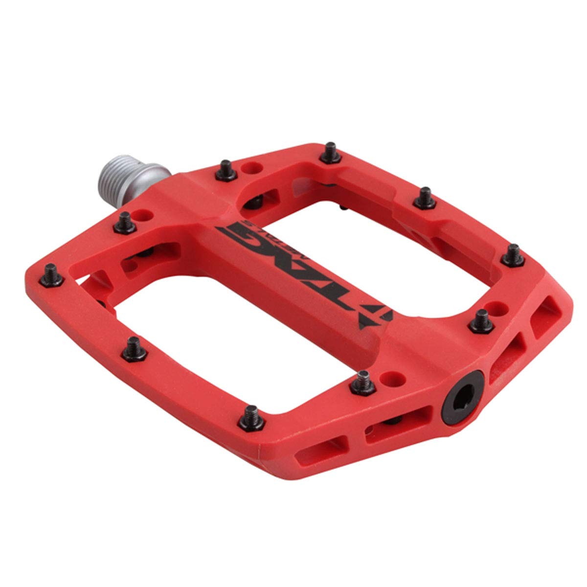 TAG Metals T3 Nylon MTB Pedals 9/16" Axle ? Durable, Lightweight Platform Pedals with Anti-Slip Pins, Ideal for Mountain Biking and BMX (Red)