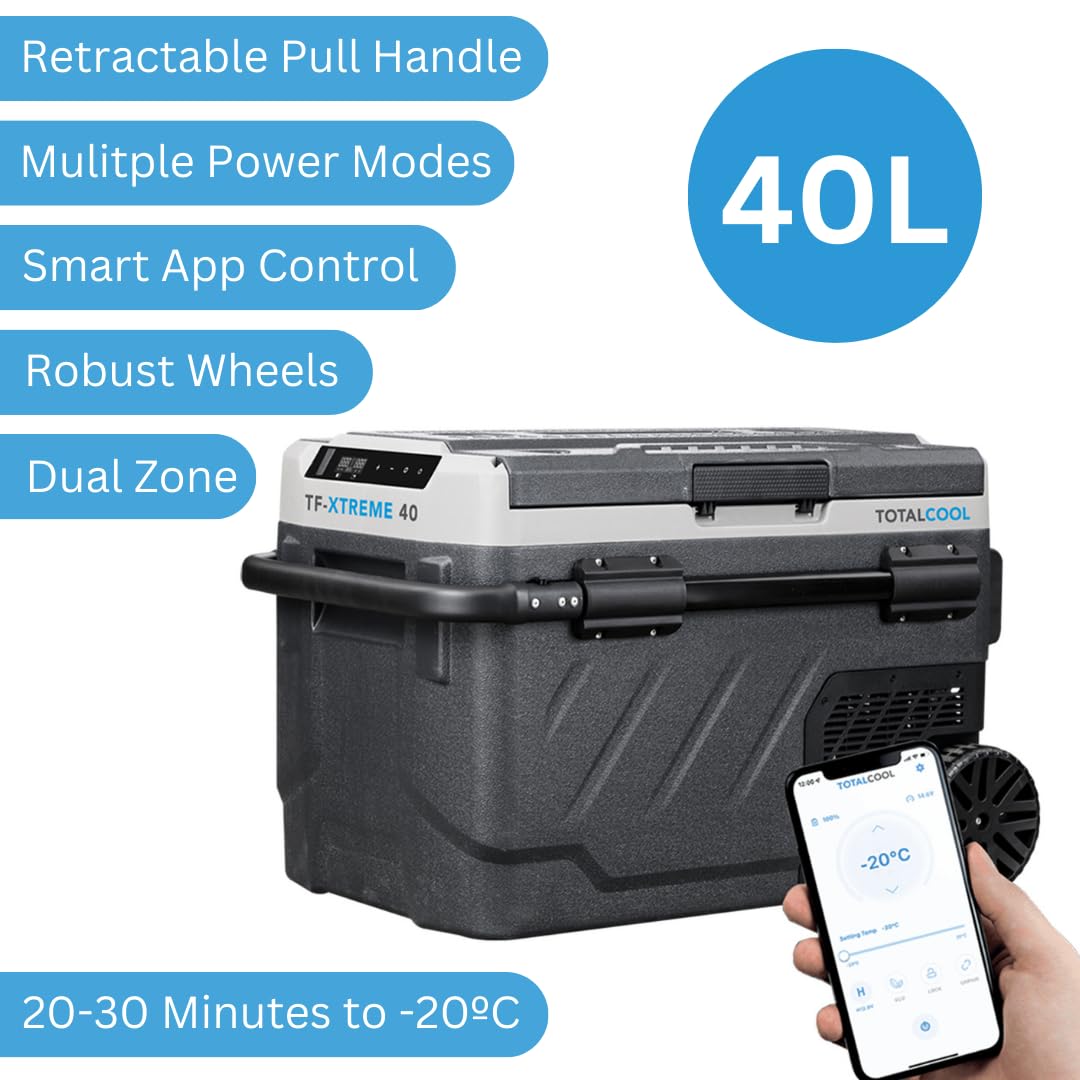 TF-XTREME Portable Refrigerator Fridge Freezer - 12V Electric Car Fridge Cooler for Camping - Motorhome Cool Box 24V Off-Grid Fishing Picnic Van Coolbox Green 50L